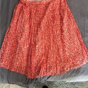 J. Crew Orange Pleated A-Line Skirt Knee-Length